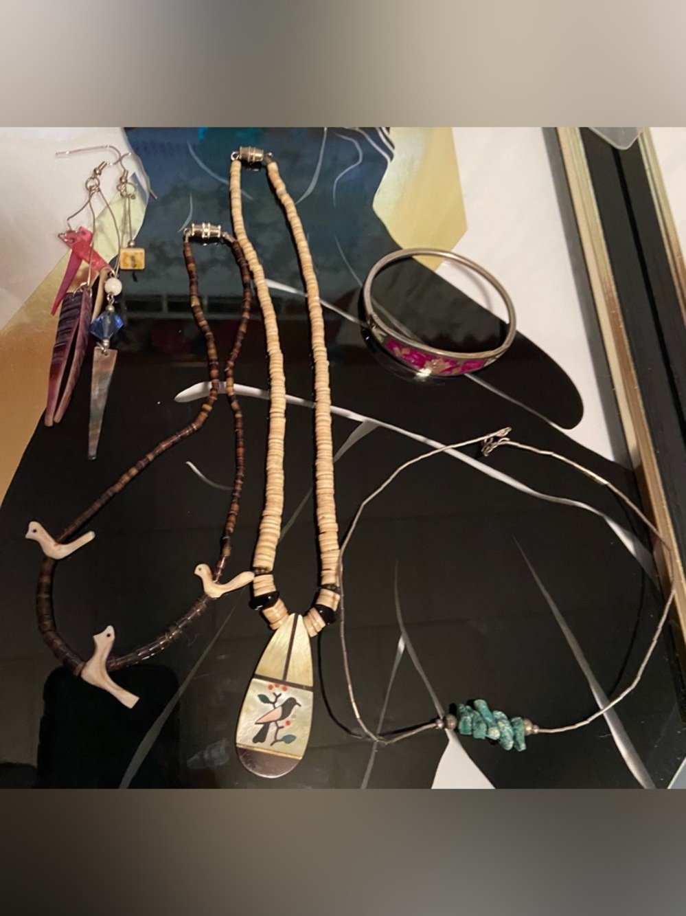Vintage Native American- 3Necklaces, 1Bracelet, &1 pair Earrings #100